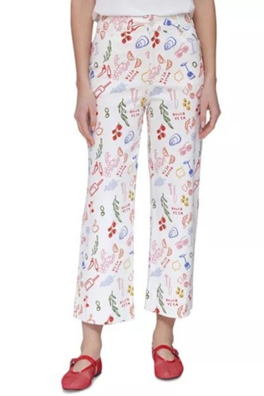NWT Bagatelle Italian Print Cropped and Wide Leg Pants Size 8